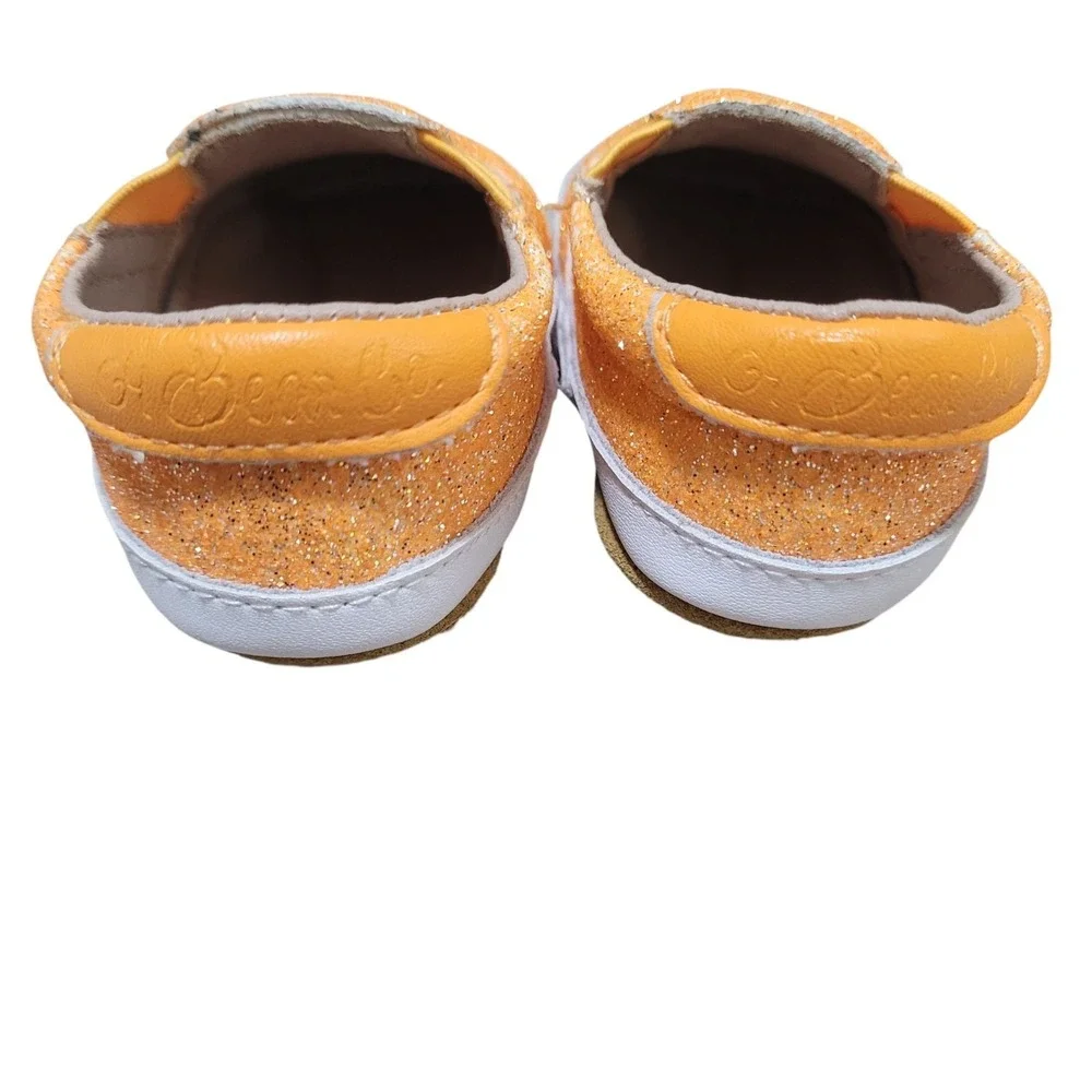 Leather Girl Baby Size 3C Orange Smooth Glitter Slides Flats Shoes‎ A Bear Co